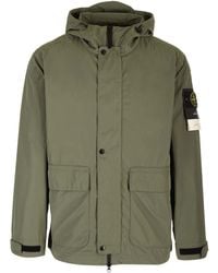 Stone Island - Logo Patch Hooded Jacket - Lyst