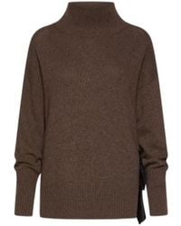 Marella - Cashmere-Blend Mock Polo Neck Jumper With Silk Sash - Lyst