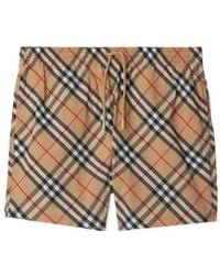 Burberry - Check Printed Drawstring Swim Shorts - Lyst