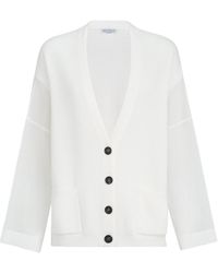 Brunello Cucinelli - Organza Sleeved Ribbed Cardigan - Lyst