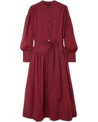 JOSEPH - Emma Belted Wool-Blend Crepe Midi Dress - Lyst