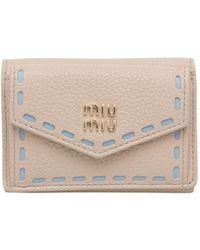 Miu Miu - Logo-Detailed Tri-Fold Wallet - Lyst