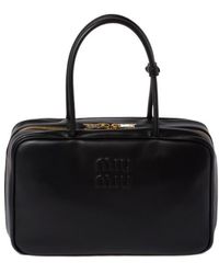 Miu Miu - Logo-Embossed Zipped Handbag - Lyst