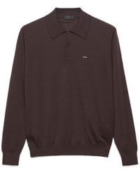 Prada - Long-Sleeved Knitted Polo Jumper - Lyst