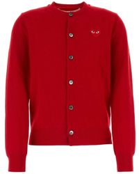 COMME DES GARÇONS PLAY - Comme Des Garçons Play Logo Patch Button-Up Cardigan - Lyst