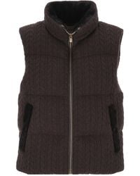 Agnona - Cable Knitted Cropped Puffer Vest - Lyst