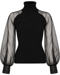 D.exterior - Sheer Sleeve Turtleneck Sweater - Lyst