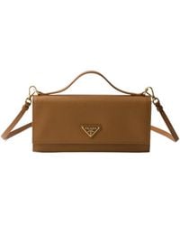 Prada - Triangle-Logo Top Handle Wallet - Lyst