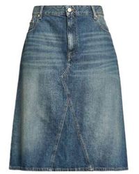 Ganni - High-Waisted Vintage Denim Midi Skirt - Lyst