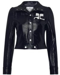 Courreges - Long-Sleeve Logo Leather Jacket - Lyst