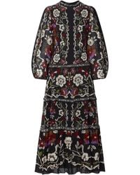 FARM Rio - Floral-Print Chiffon Maxi Dress - Lyst