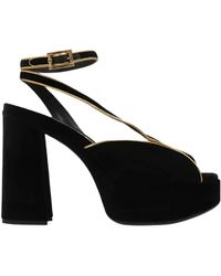 Etro - Ankle Strap Velvet Platform Sandals - Lyst