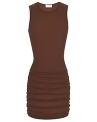 Saint Laurent - Crewneck Ruched Detailed Mini Dress - Lyst