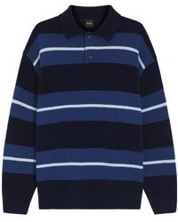 BOSS - Long-Sleeved Knit Polo Shirt - Lyst