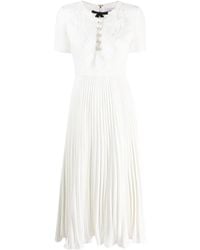 Self-Portrait - Lace-Collar Pleated Midi Dress - Lyst