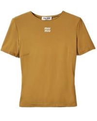 Miu Miu - Logo-Appliquéd T-Shirt - Lyst