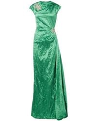 Erdem - Draped Embellished Satin Gown - Lyst