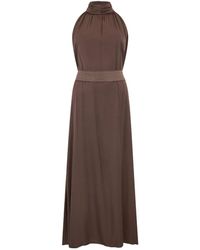 Peserico - Tied-Waist High-Neck Sleeveless Dress - Lyst