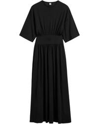 TOTEME - Short-Sleeve Pleated Midi Dress - Lyst