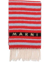 Marni - Striped Logo Intarsia Fringed Scarf - Lyst