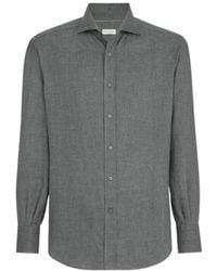 Brunello Cucinelli - Stretch Cotton Chevron Flannel Shirt With Spread Collar - Lyst