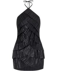 Cult Gaia - Marsla Plissé-Satin Halterneck Mini Dress - Lyst