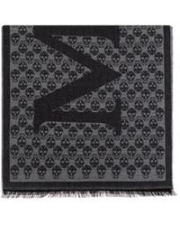 McQueen - Skull Jacquard Frayed-Edge Scarf - Lyst
