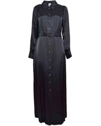 オールインワン・サロペット Aspesi Long Wrap Dress In Blue Satin Aspesi Long Wrap Dress In Blue Satin | ModeSens