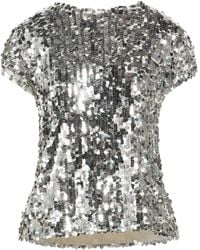 Dolce & Gabbana - Stylish Solid-Colored Mesh Sequin T-Shirt - Lyst