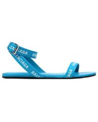 Balenciaga - Logo Flat Sandals - Lyst