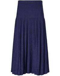 STAUD - Pleated Knitted Midi Skirt - Lyst