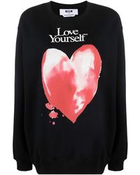 MSGM - Slogan Print Silhouette Hoodie - Lyst