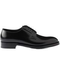 Prada - Brushed Leather Lace-Up Shoes - Lyst