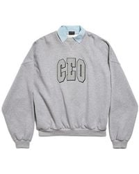 Balenciaga - Ceo Team Logo Shirt Collar Crewneck Sweatshirt - Lyst