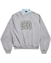 Balenciaga - Ceo Team Logo Shirt Collar Crewneck Sweatshirt - Lyst