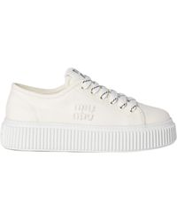 Miu Miu - Denim Sneakers With Logo - Lyst