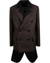 Sacai - Double-Breasted Wool Coat - Lyst