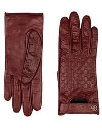Gucci - Gg Leather Gloves With Double G - Lyst