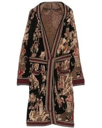 Etro - Hooded Belted Patterned Cardigan - Lyst