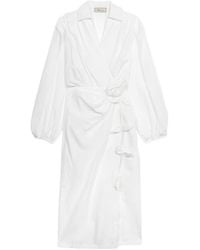 Blumarine - Rose-Appliqué Poplin Midi Dress - Lyst