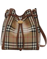 Burberry - Checked Small Bucket Bag - Lyst