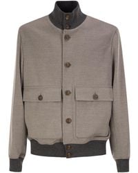 Brunello Cucinelli - Virgin Wool Bomber Jacket With Cashmere Knit Details - Lyst