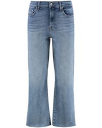 7 For All Mankind - Frayed Hem Cropped Jeans - Lyst