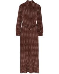 Alessandra Rich - Polka Dot Print High-Neck Midi Dress - Lyst