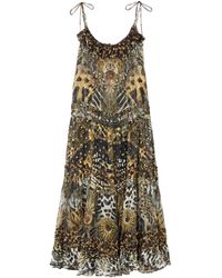 CAMILLA - Leopard-Print Embellished Fil Coupé Midi Dress - Lyst