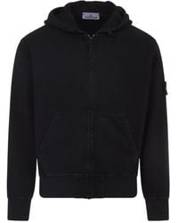 Stone Island - Oversized Fit Hooded Zip-Up Sweatshirt - Lyst