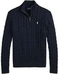 Polo Ralph Lauren - Cable-Knit Quarter-Zip Sweater - Lyst