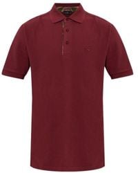 Etro - Plain-Coloured Cotton Polo Shirt With Printed Details - Lyst