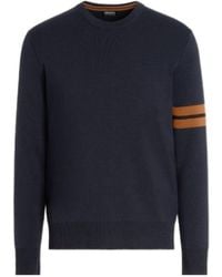 ZEGNA - Stripe-Detail Crew-Neck Wool Sweatshirt - Lyst