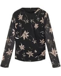 AllSaints - Caia Floral Mesh Top - Lyst
